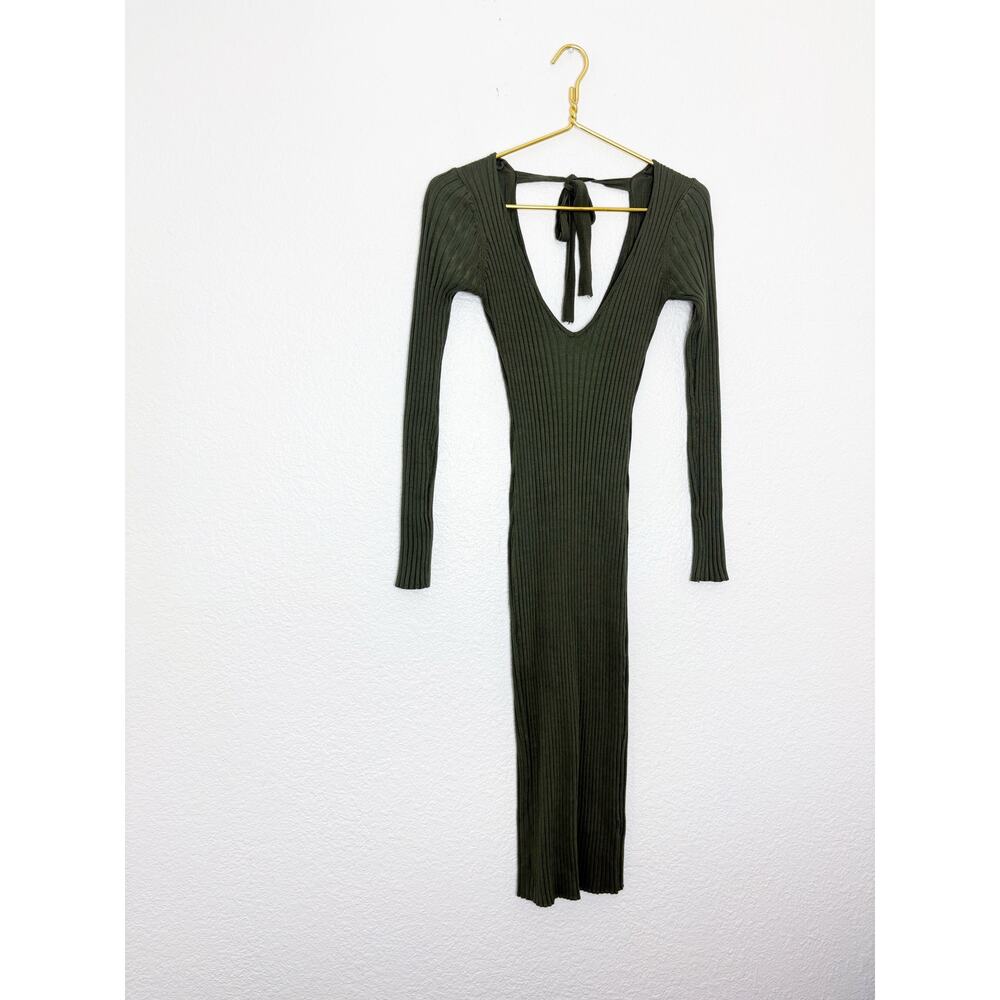 Revolve NBD Bekah Green Ribbed Midi Dress Size Small Bodycon Stretch Knit - Picture 3 of 12